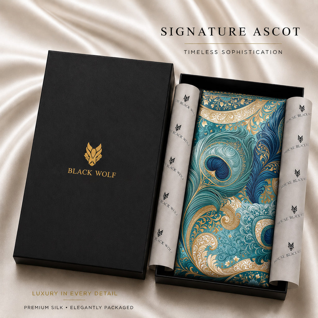 OPAL PEACOCK SILK ASCOT – PREMIUM COLLECTION