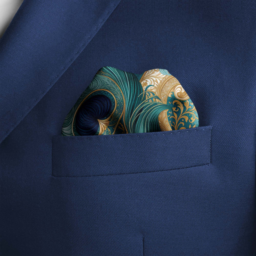 OPAL PEACOCK SILK POCKET SQUARE