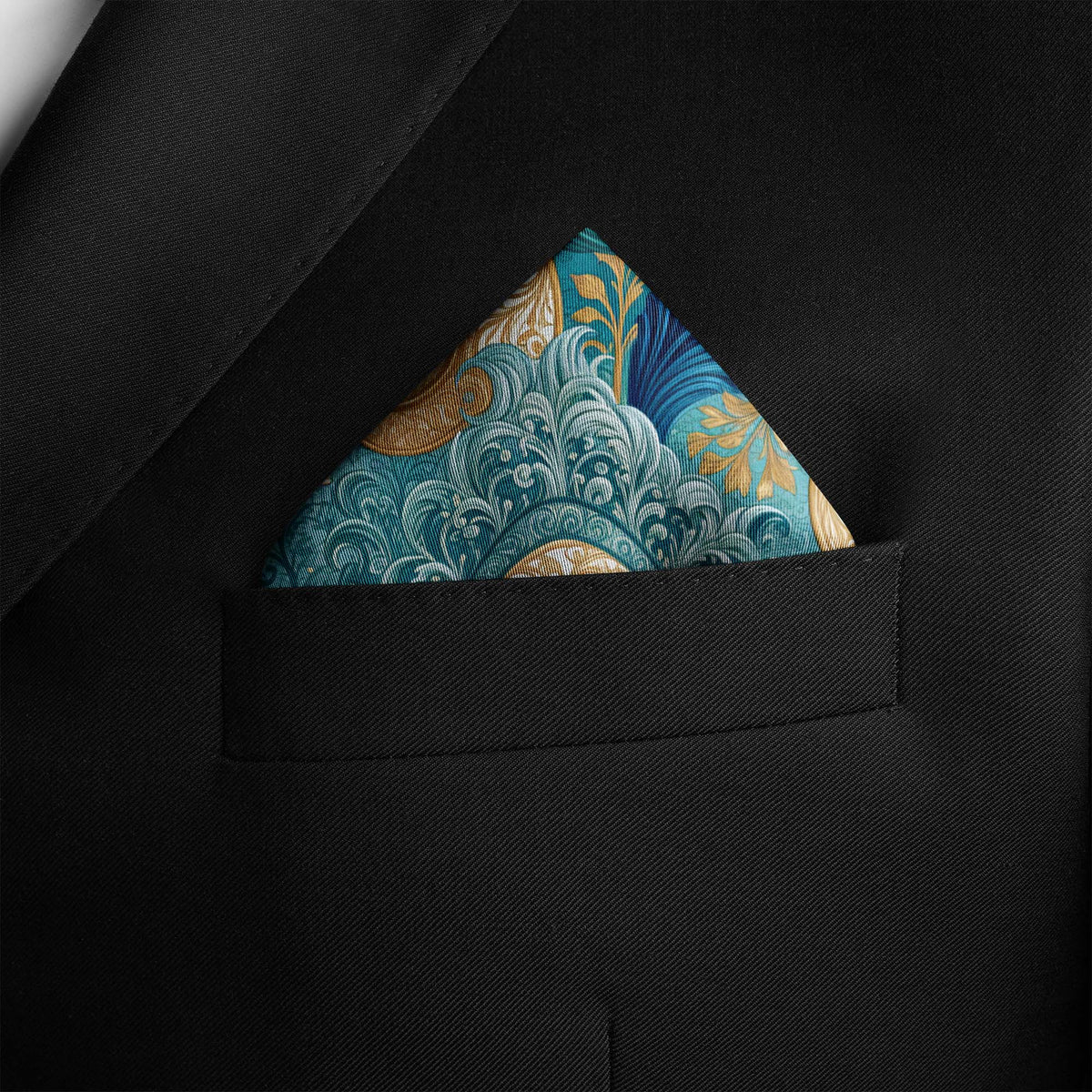 OPAL PEACOCK SILK POCKET SQUARE