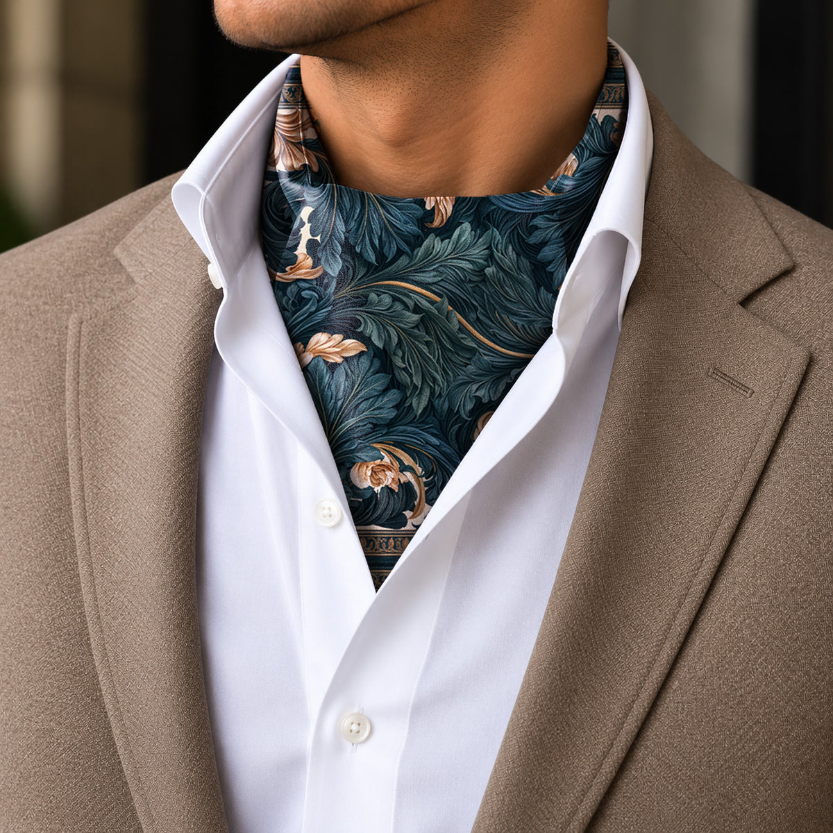 OPULENT LEAVES SILK ASCOT – PREMIUM COLLECTION