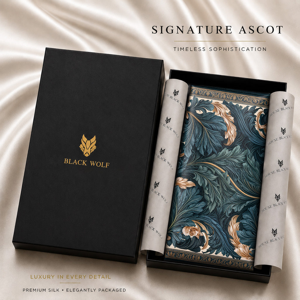 OPULENT LEAVES SILK ASCOT – PREMIUM COLLECTION