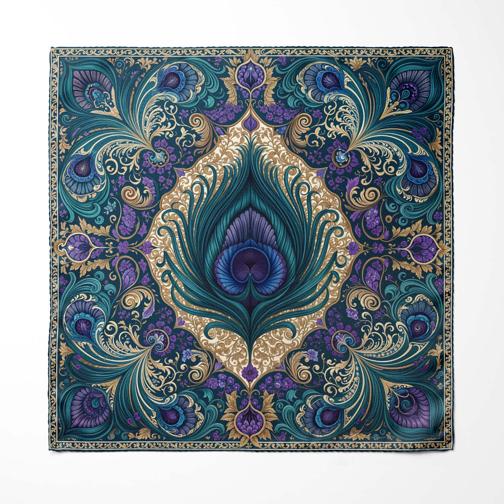 PEACOCK REVERIE SILK POCKET SQUARE