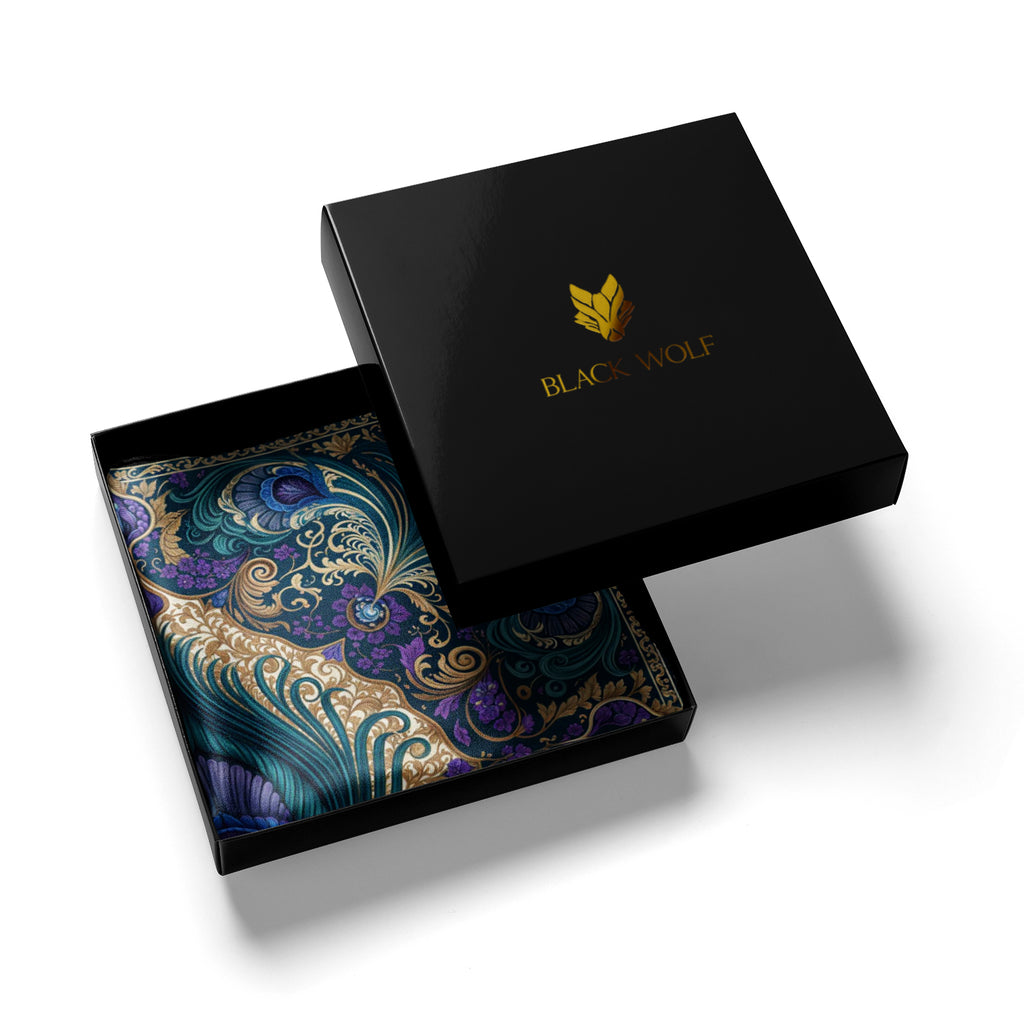 PEACOCK REVERIE SILK POCKET SQUARE