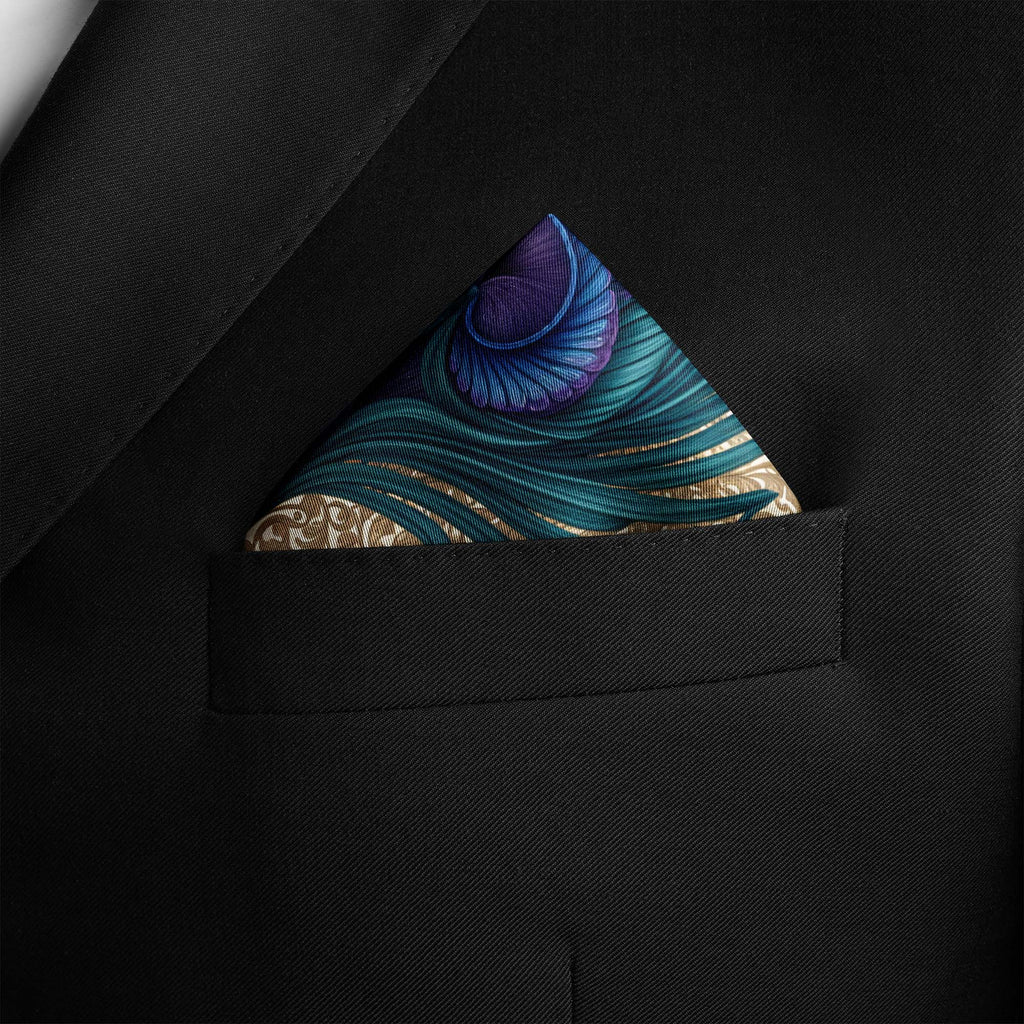 PEACOCK REVERIE SILK POCKET SQUARE