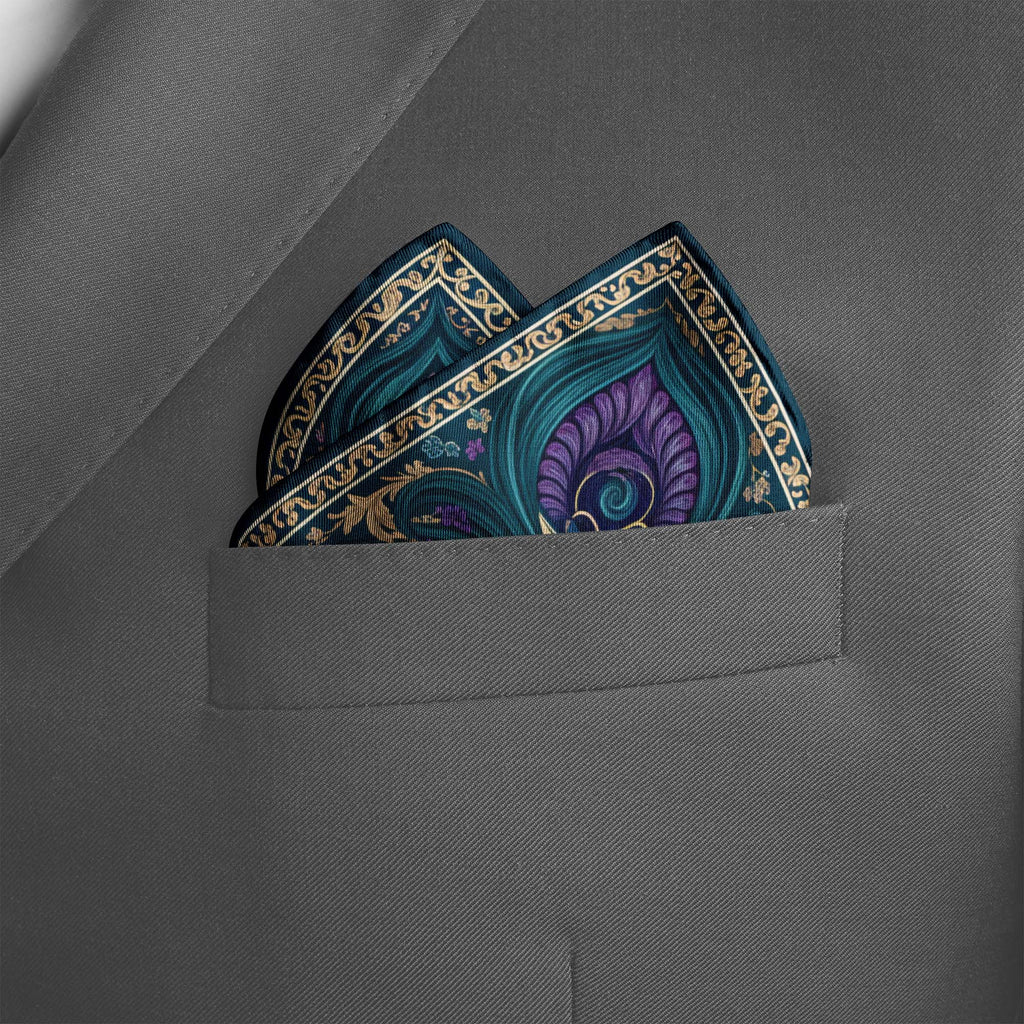 PEACOCK REVERIE SILK POCKET SQUARE