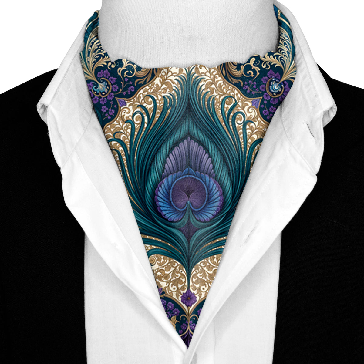 PEACOCK REVERIE SILK ASCOT – PREMIUM COLLECTION