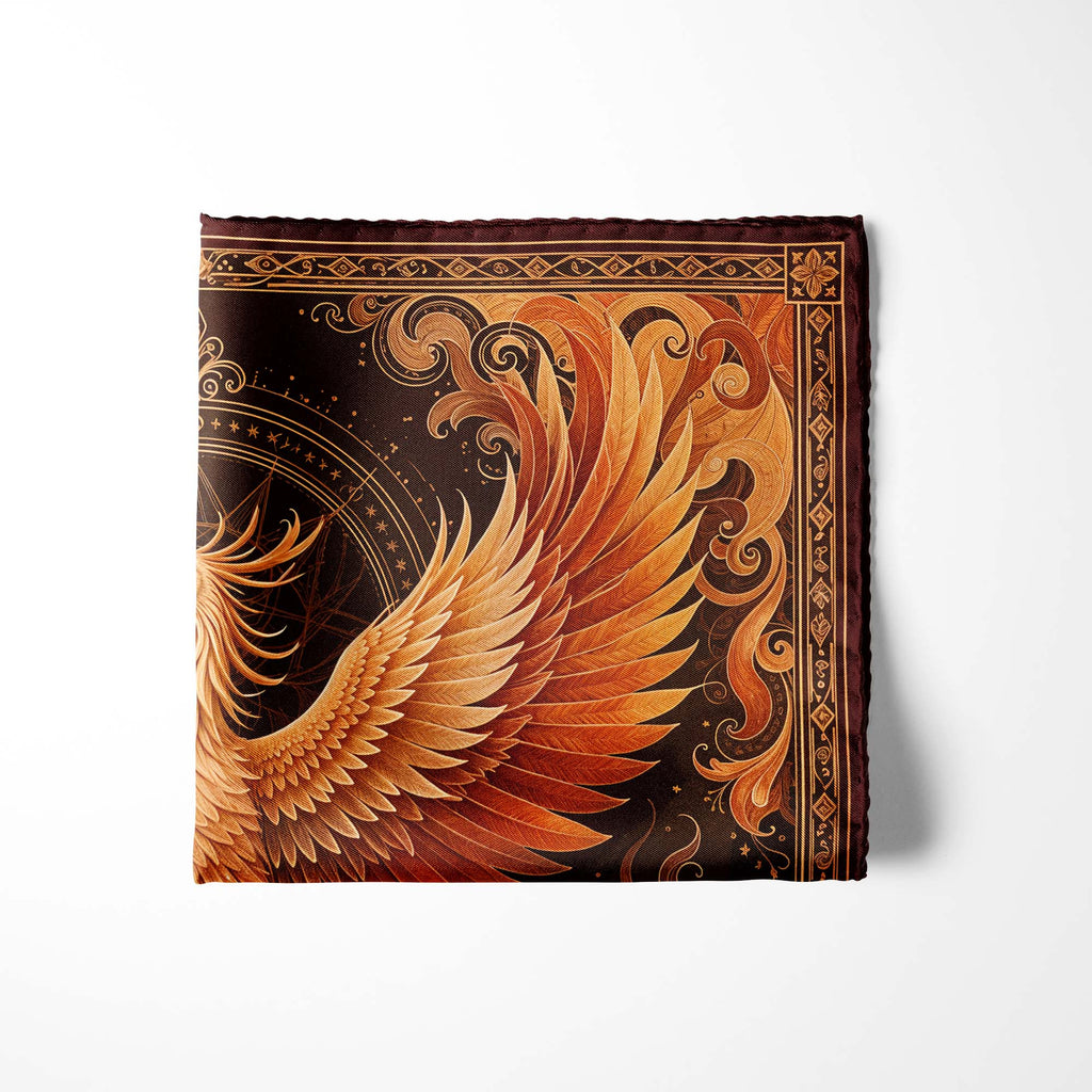 PHOENIX EMBER SILK POCKET SQUARE