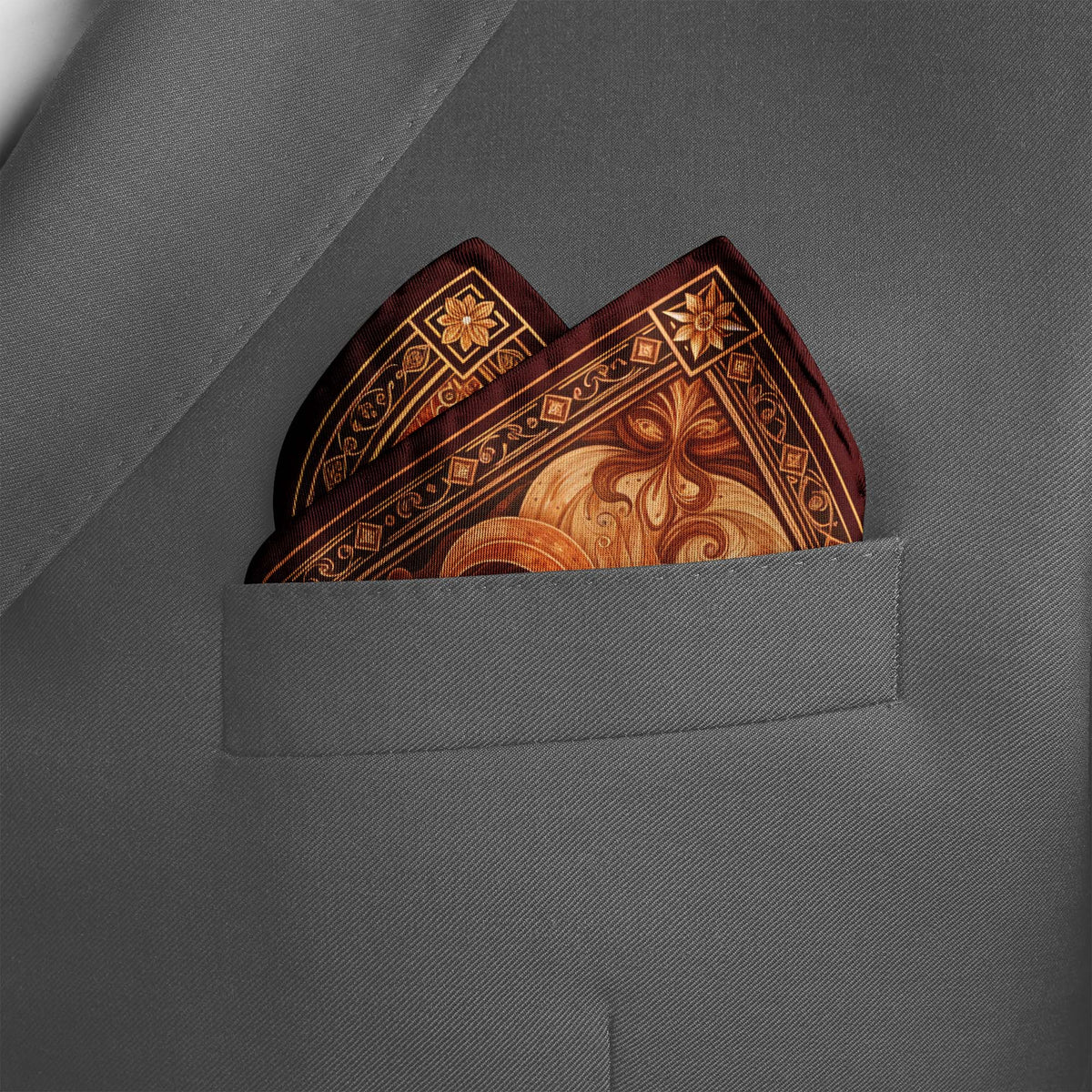 PHOENIX EMBER SILK POCKET SQUARE
