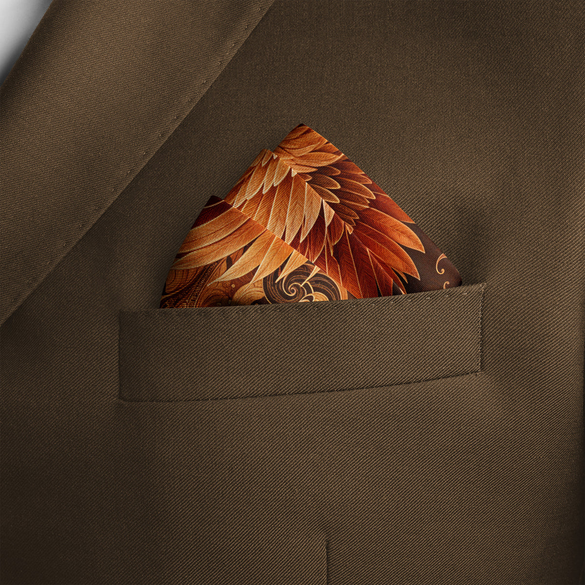 PHOENIX EMBER SILK POCKET SQUARE