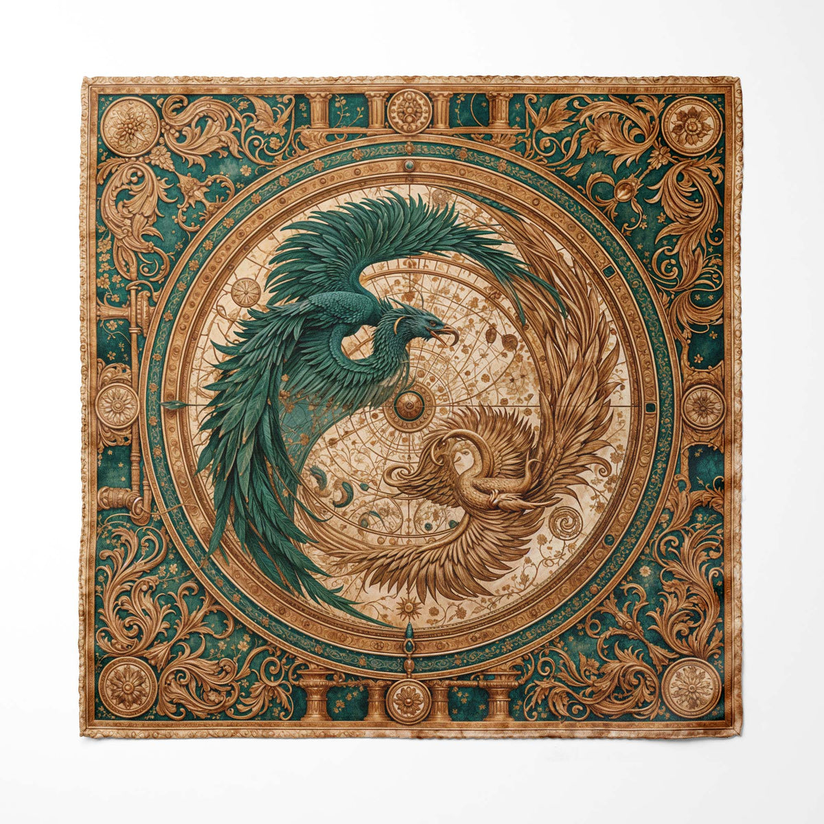 PHOENIX ORBIT SILK POCKET SQUARE