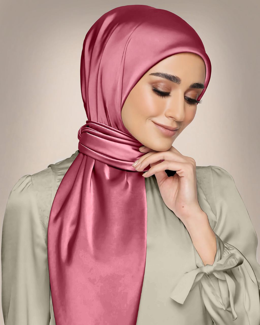 DUSTY ROSE SILK WOMEN HIJAB – PREMIUM COLLECTION
