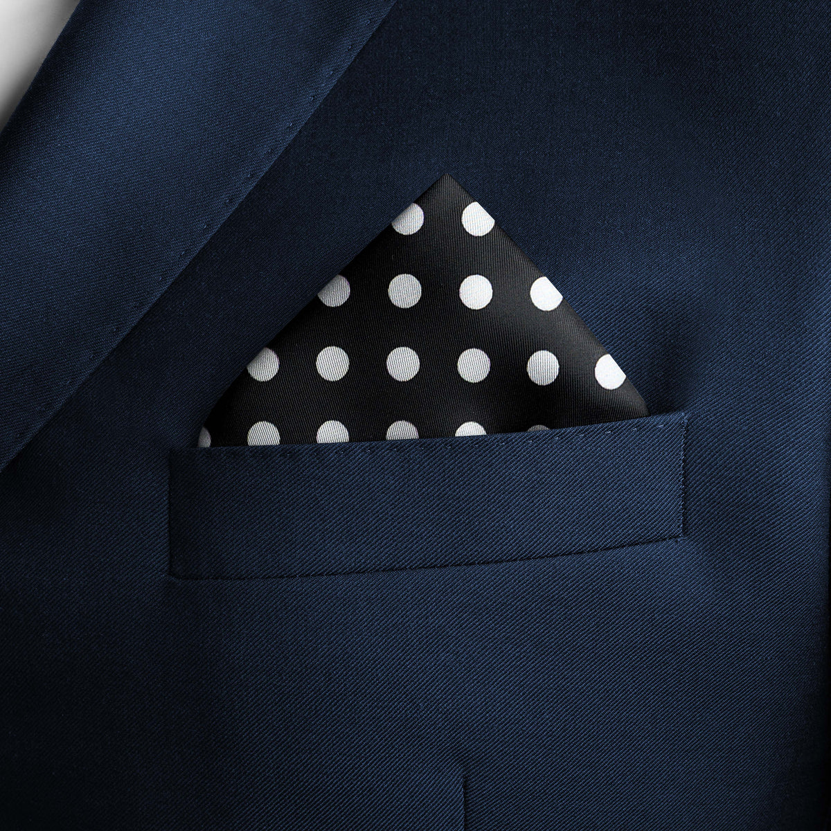 BLACK POLKA DOTS SILK POCKET SQUARE