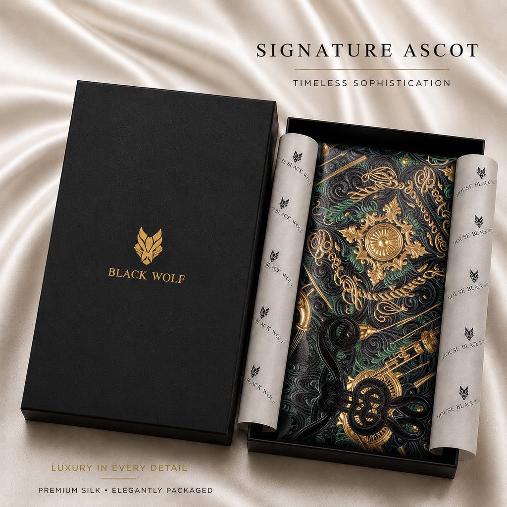 RHAPSODY NOIR SILK ASCOT – PREMIUM COLLECTION