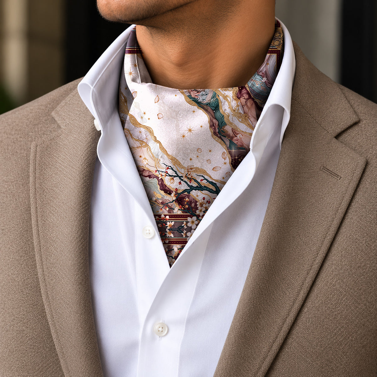 ROYAL MAGNOLIA SILK ASCOT – PREMIUM COLLECTION