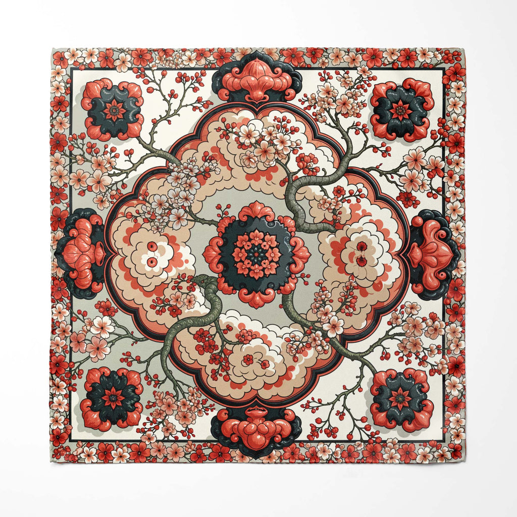 SAKURA MEDALLION SILK POCKET SQUARE