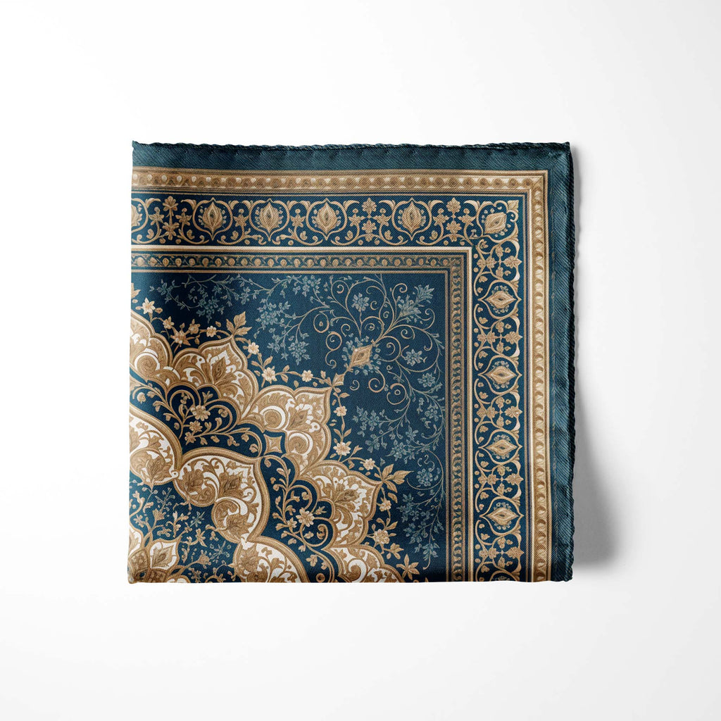 SAPPHIRE MEDALLION SILK POCKET SQUARE