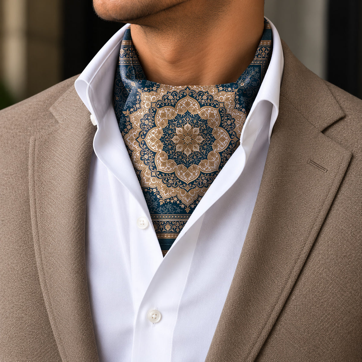 SAPPHIRE MEDALLION SILK ASCOT – PREMIUM COLLECTION