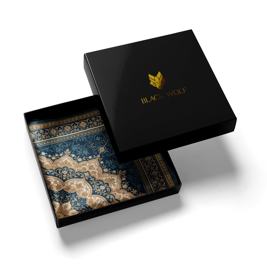 SAPPHIRE MEDALLION SILK POCKET SQUARE