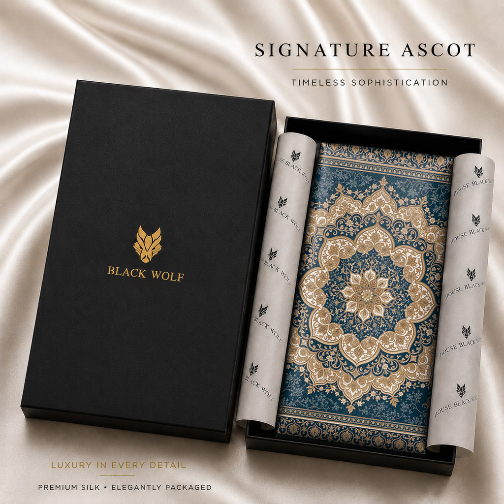 SAPPHIRE MEDALLION SILK ASCOT – PREMIUM COLLECTION