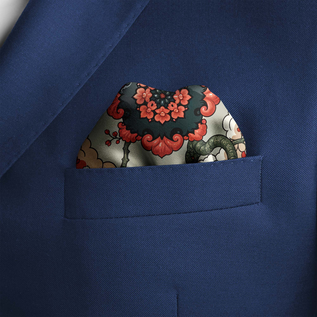 SAPPHIRE MEDALLION SILK POCKET SQUARE