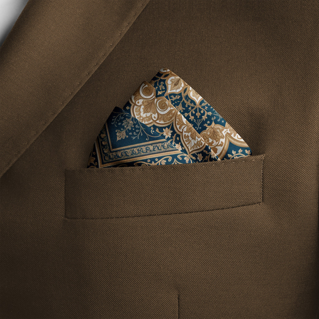 SAPPHIRE MEDALLION SILK POCKET SQUARE