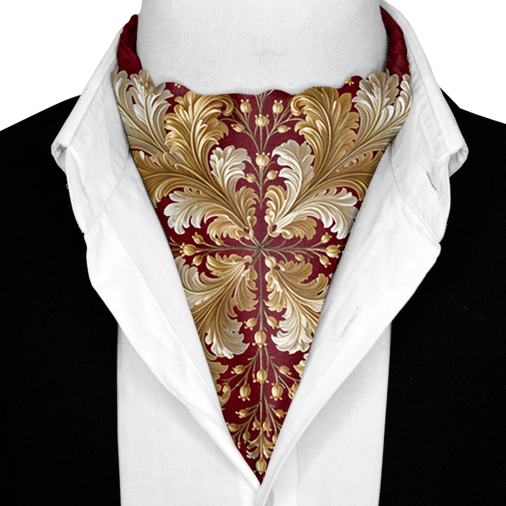 SCARLET LAUREL SILK ASCOT – PREMIUM COLLECTION