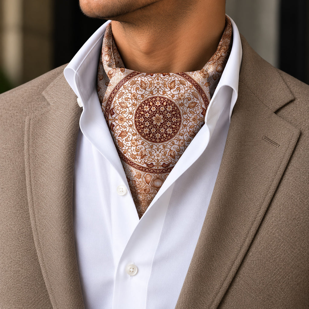 SEPIA GARDEN SILK ASCOT – PREMIUM COLLECTION