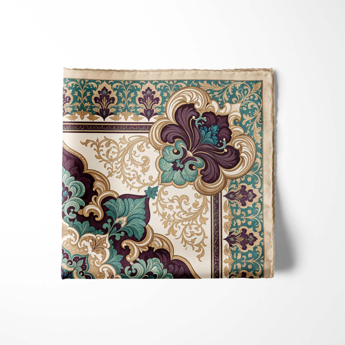 SERENE ARABESQUE SILK POCKET SQUARE