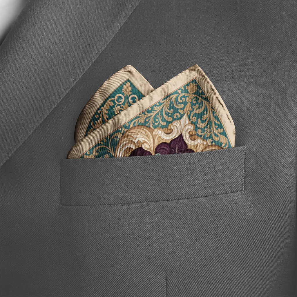 SERENE ARABESQUE SILK POCKET SQUARE