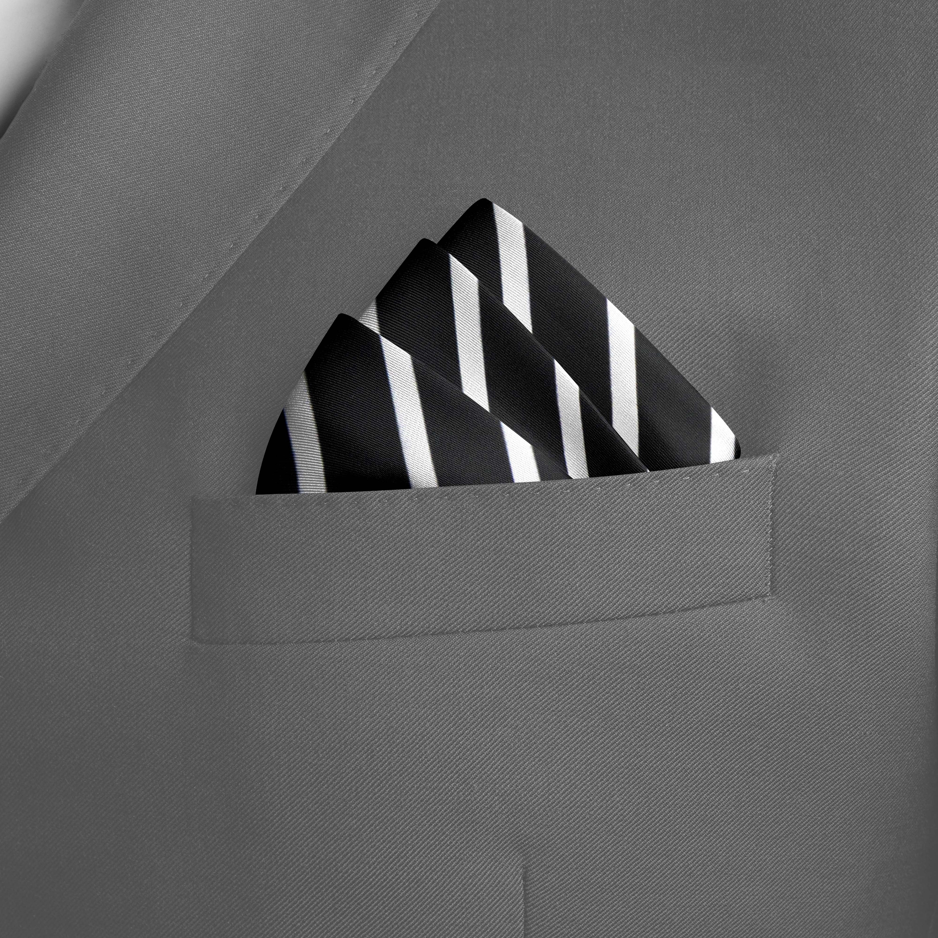 BLACK STRIPS SILK POCKET SQUARE