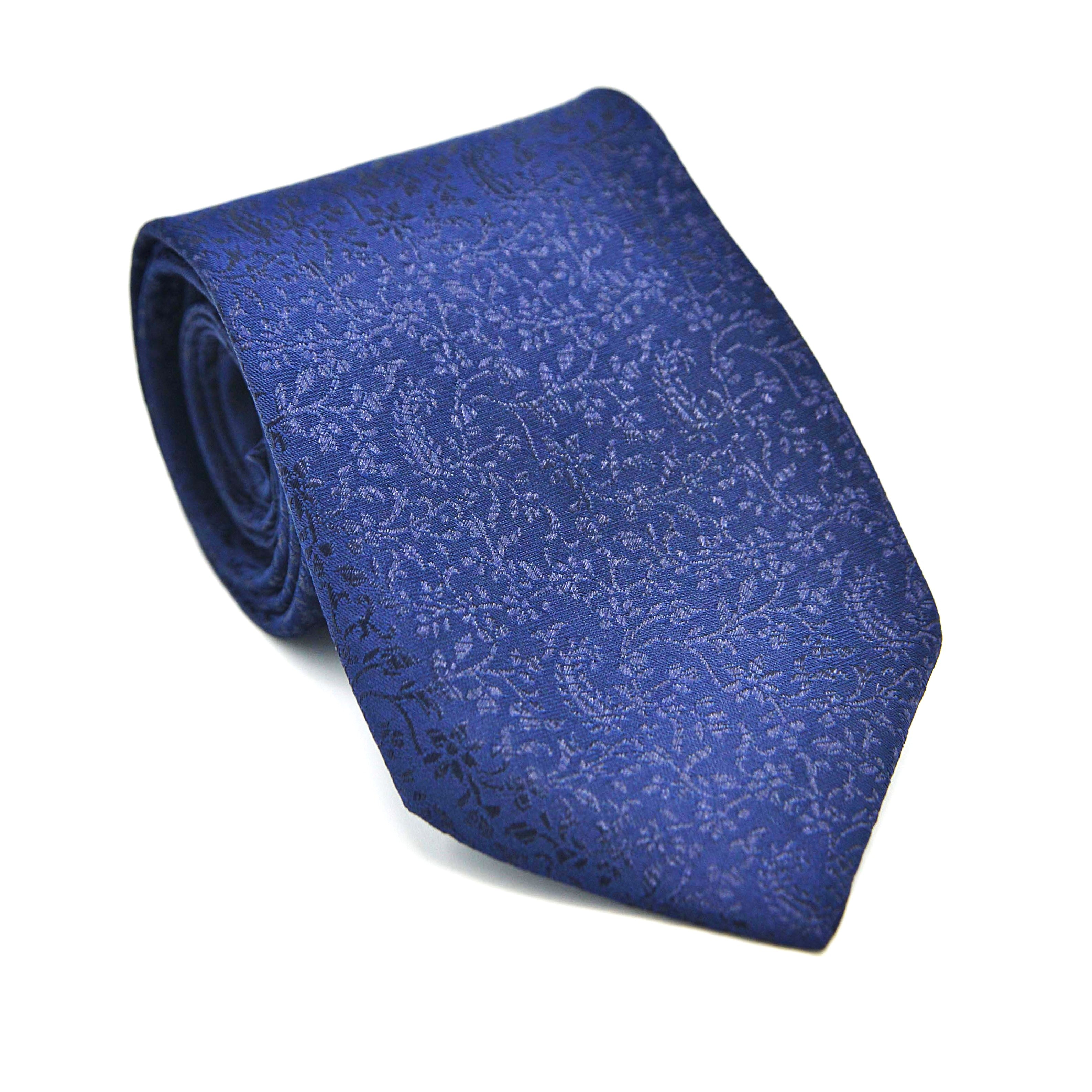 NAVY BLUE PAISLEY NECKTIE AND POCKET SQUARE SET
