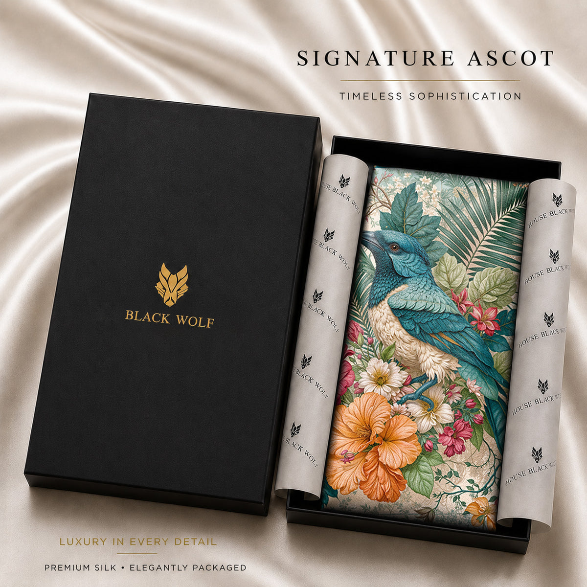 TROPIC SERENADE SILK ASCOT – PREMIUM COLLECTION