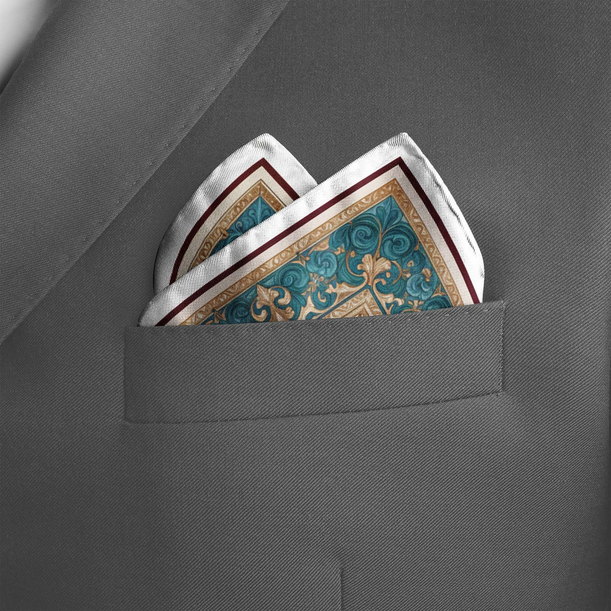 TURQUOISE ROYALE SILK POCKET SQUARE