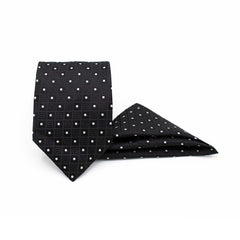 CLASSIC BLACK DOTS TIE AND POCKET SQUARE SET