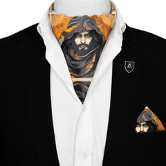 ANGRY MAN SILK ASCOT WITH LAPEL PIN AND POCKET SQUARE