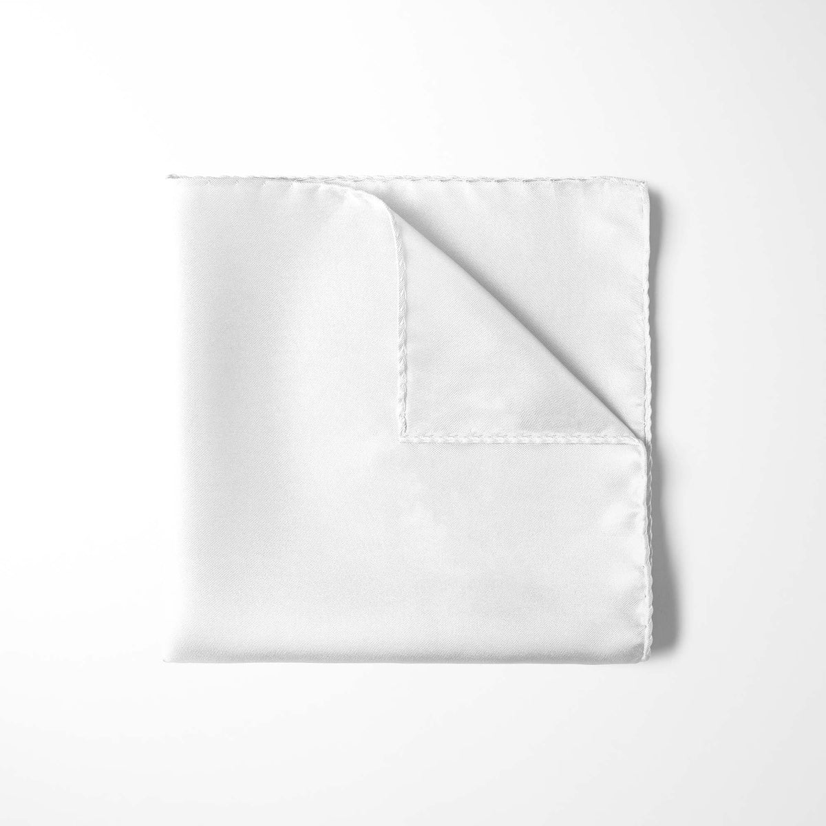 WHITE SILK POCKET SQUARE