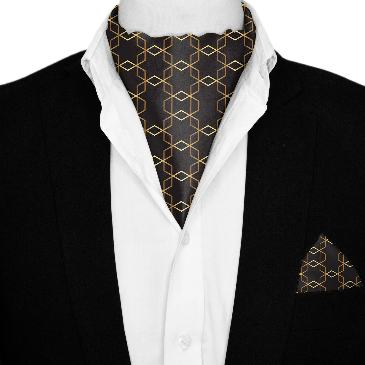 BURBERRY CHOCOLATE SILK ASCOT AND POCKET SQUARE SET – PREMIUM COLLECTION