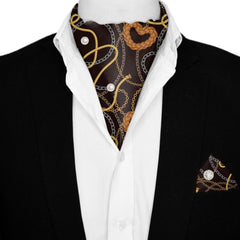 SEAMLESS CHAIN SILK ASCOT AND POCKET SQUARE SET – PREMIUM COLLECTION