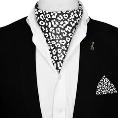 LEOPARD SILK ASCOT WITH LAPEL PIN AND POCKET SQUARE