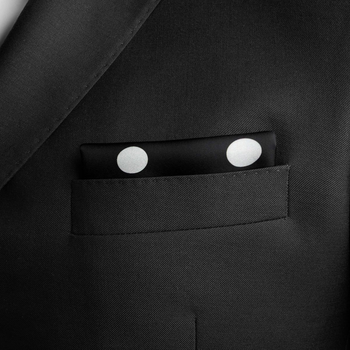 BLACK POLKA DOTS SILK POCKET SQUARE