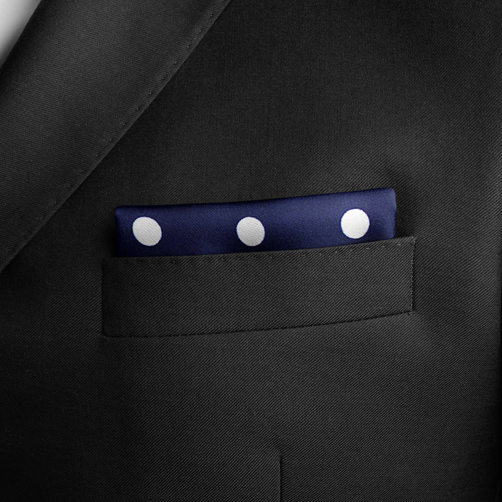 BLUE SMALL POLKA DOTS SILK POCKET SQUARE