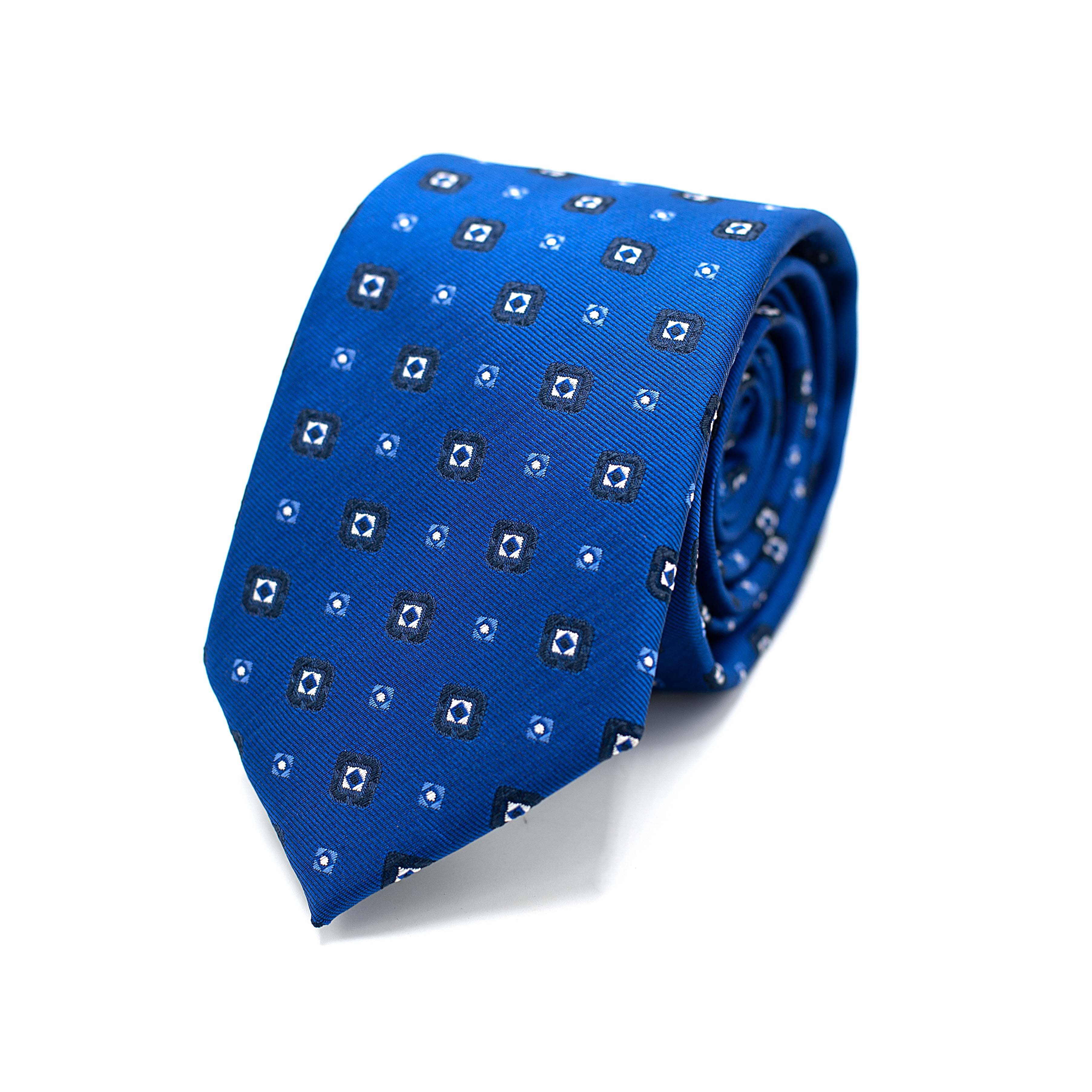 BLUE POLKA TIE AND POCKET SQUARE SET