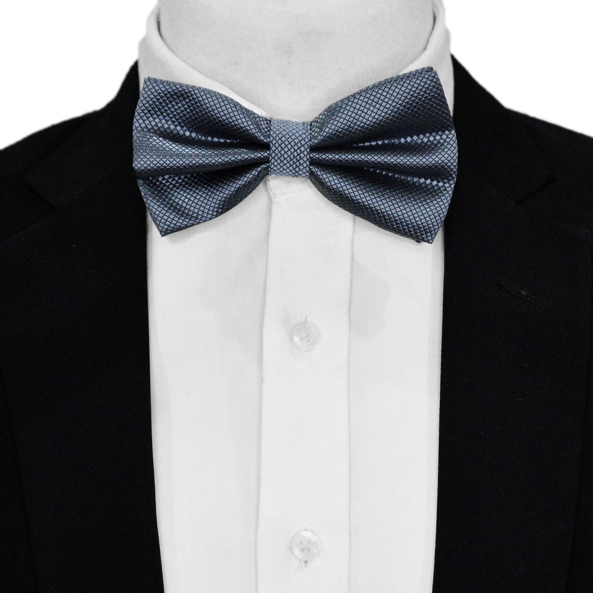 GREY BLACK  SILK BOW TIE