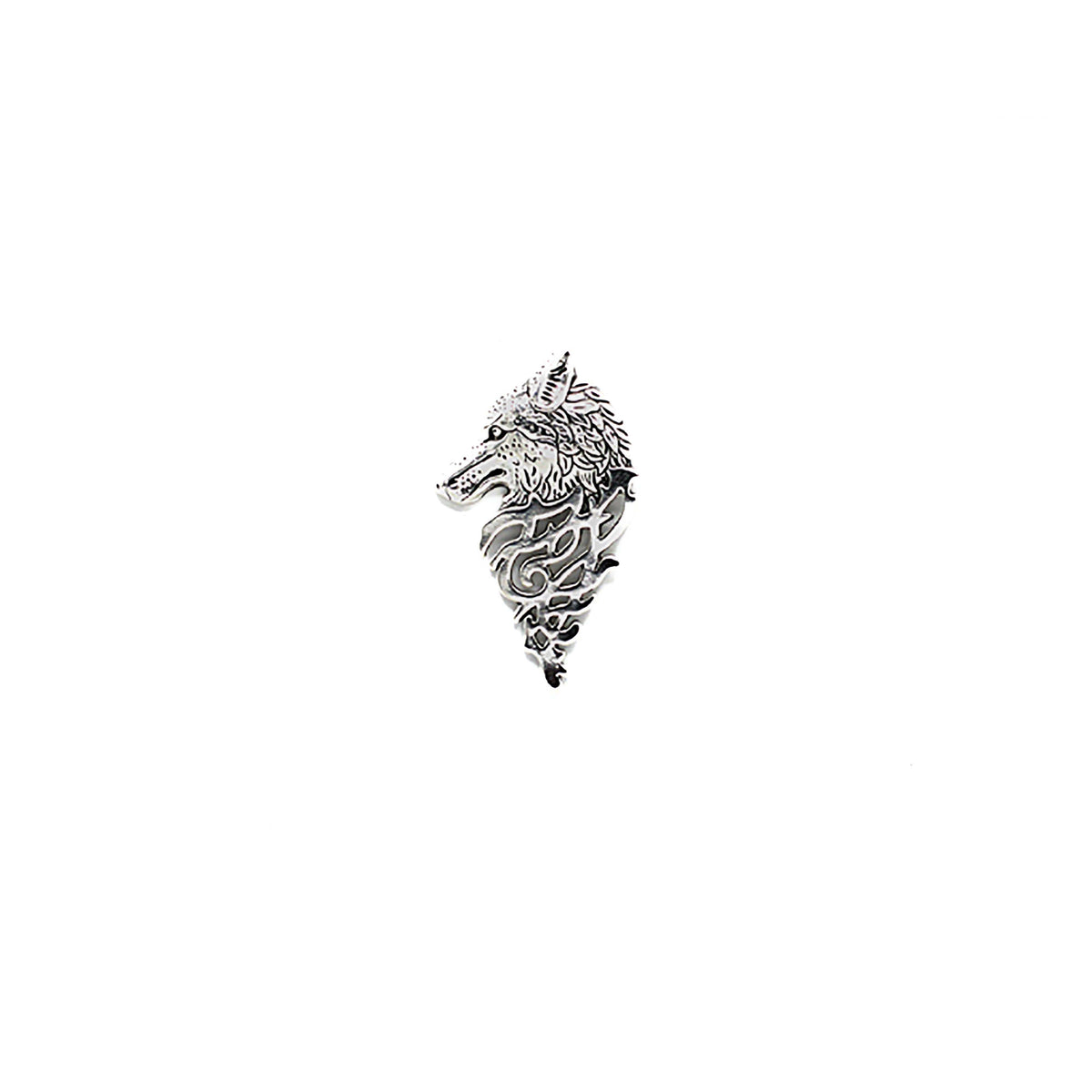 SILVER WOLF HEAD BROOCH