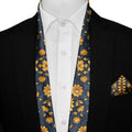 ORNATE DAMASK MEN SCARF AND POCKET SQUARE SET - PREMIUM COLLECTION