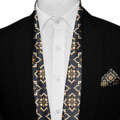 VINTAGE GOLD GREEK MEN SCARF AND POCKET SQUARE SET - PREMIUM COLLECTION