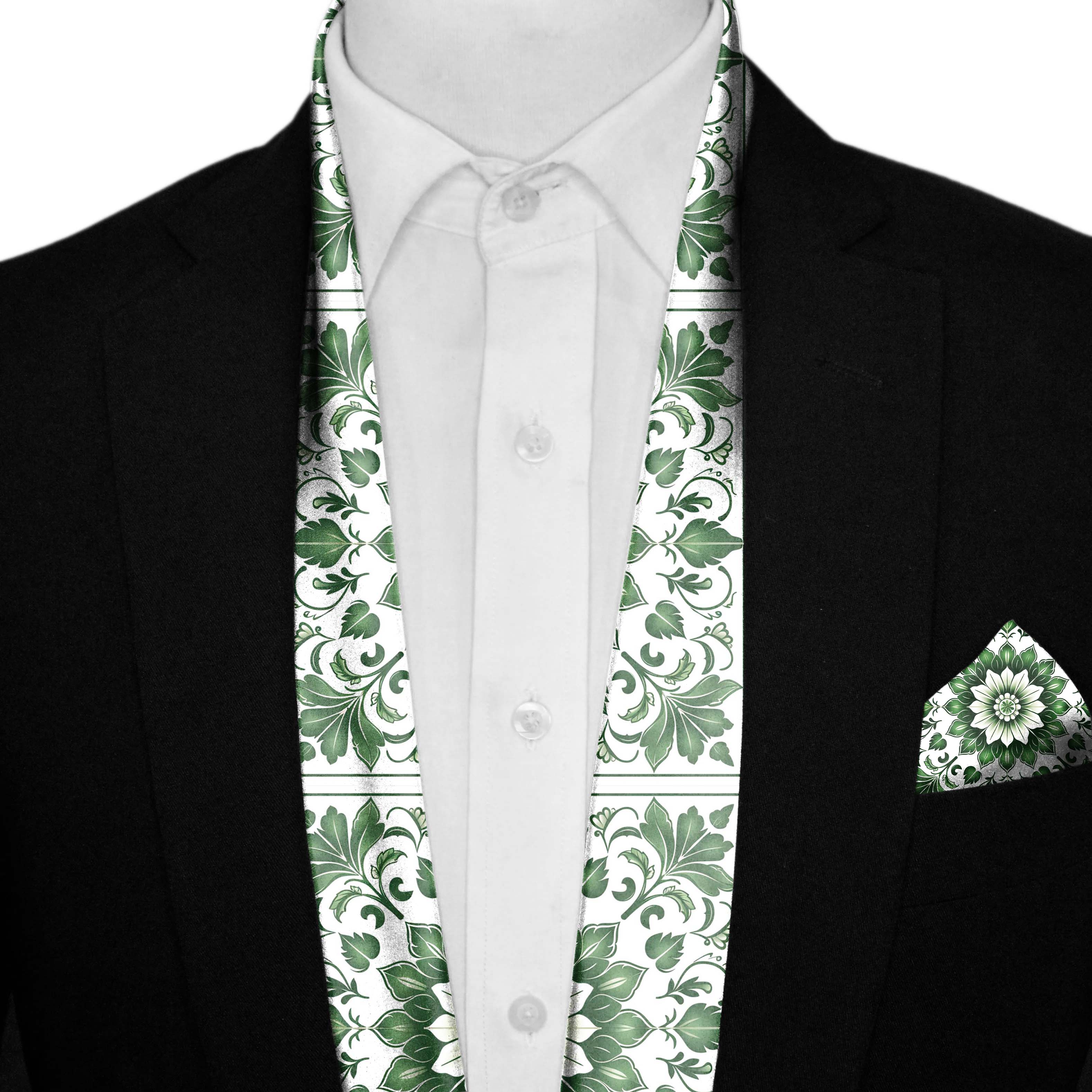 SCANDINAVIAN GREEN MEN SCARF AND POCKET SQUARE SET - PREMIUM COLLECTION