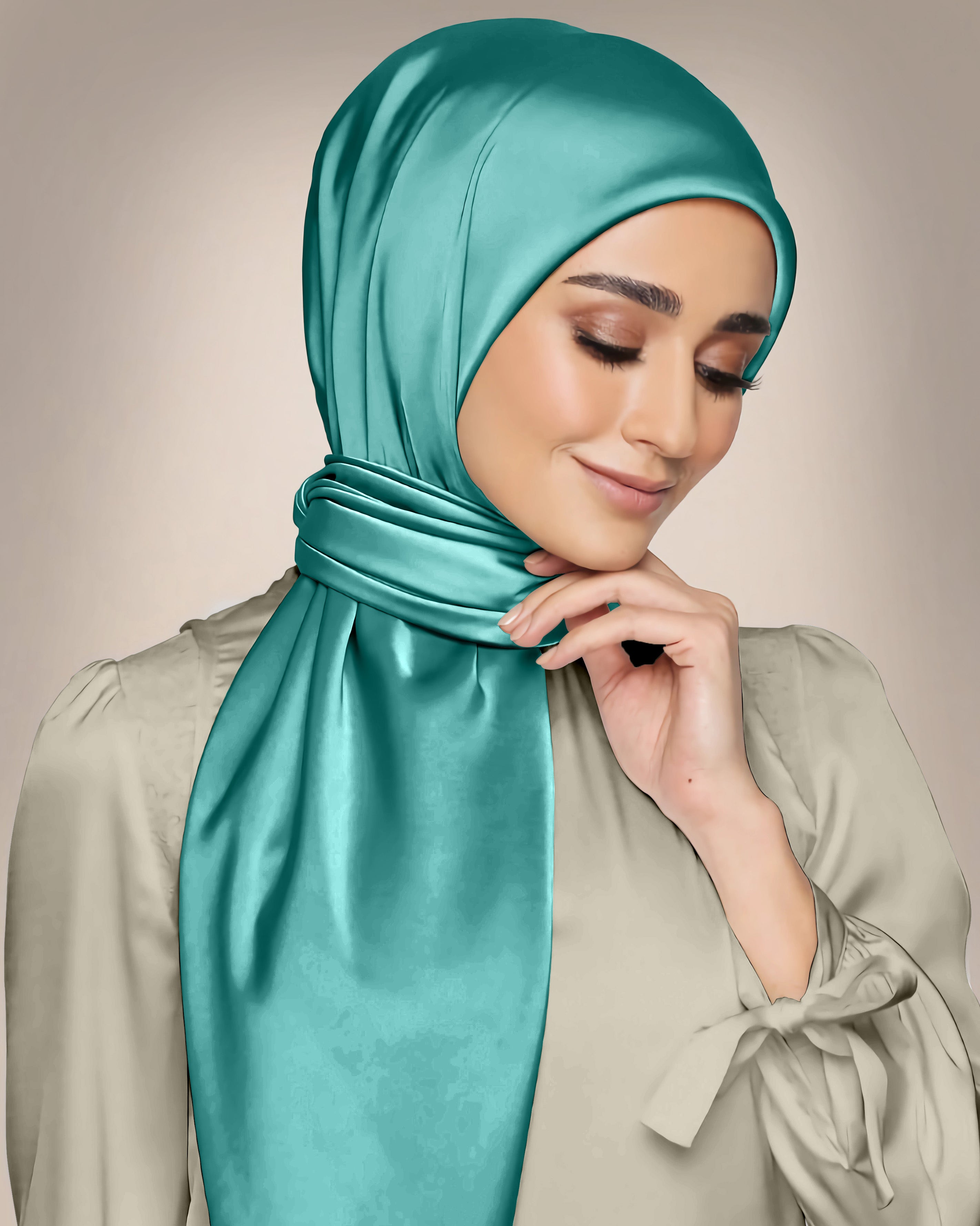 SEAFOAM SILK WOMEN HIJAB – PREMIUM COLLECTION