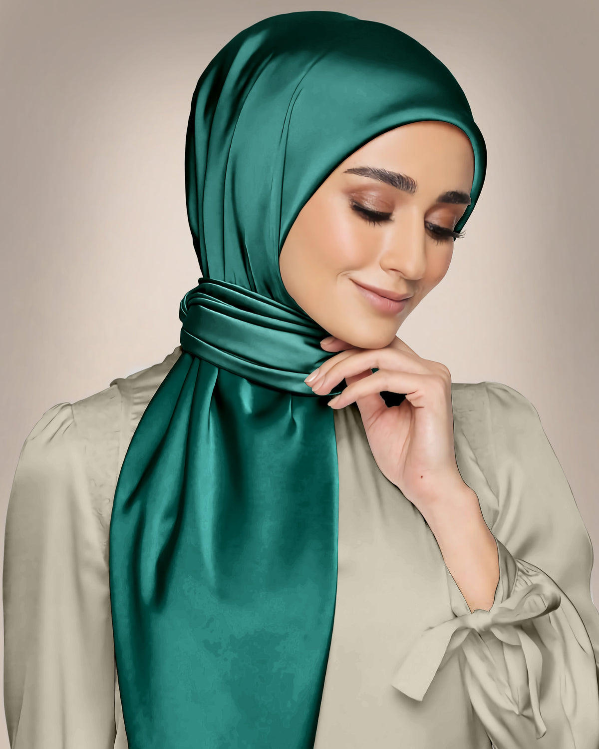 SOLID TEAL SILK WOMEN HIJAB – PREMIUM COLLECTION