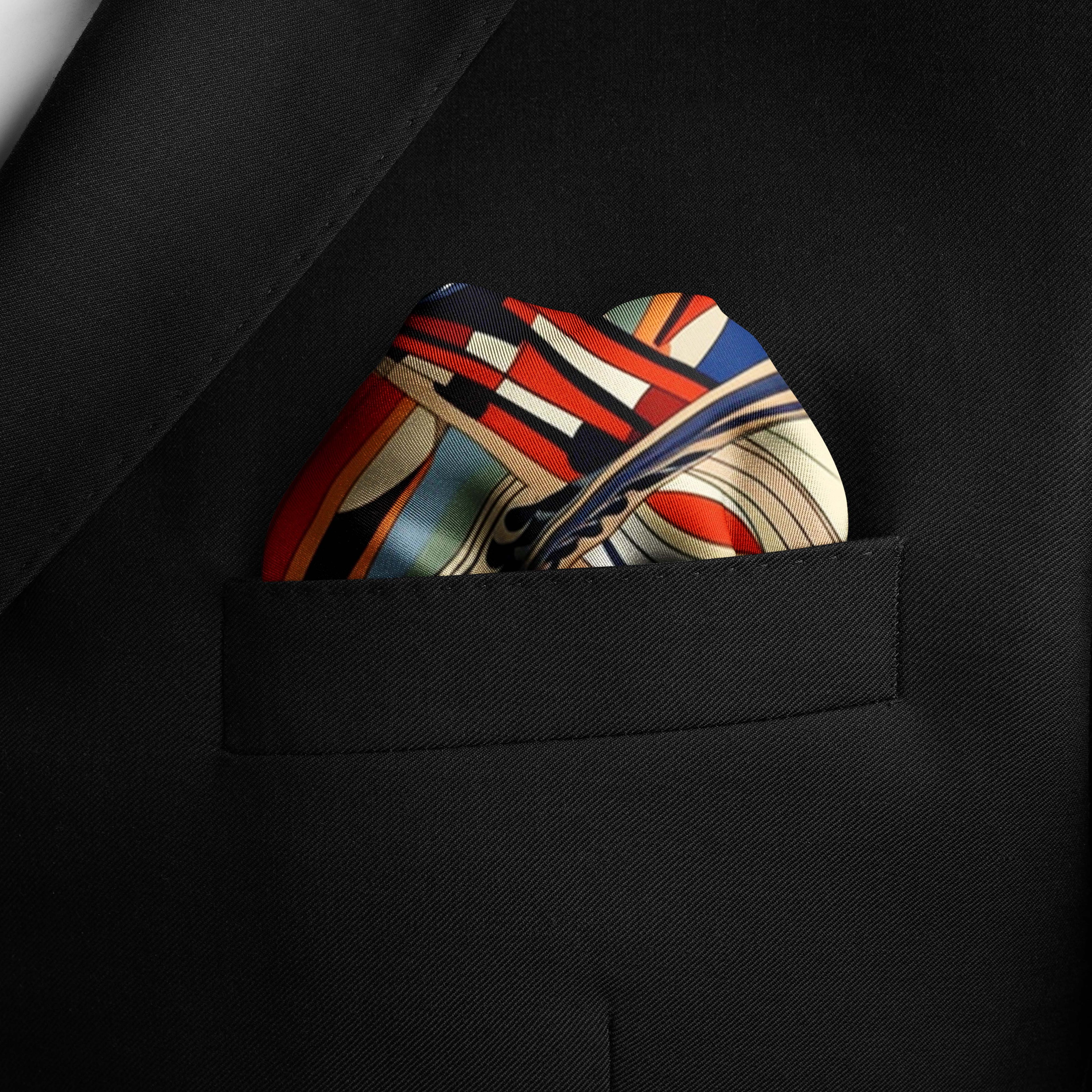 VINTAGE ART SILK POCKET SQUARE